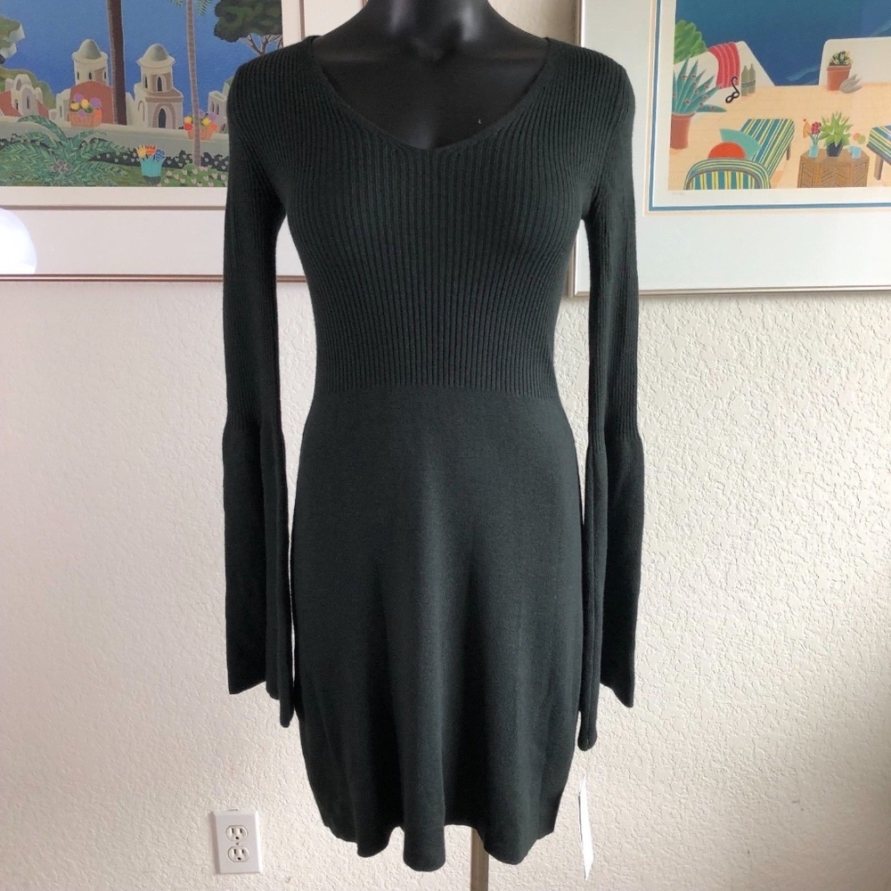 French Connection Knit Flare Sleeve Sweater Oliv 2